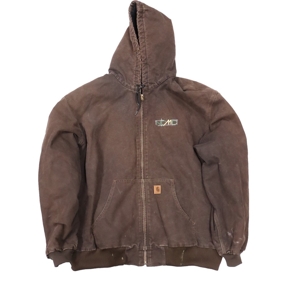 Carhartt Duck Canvas Jacket Sherpa Lined Hoodie Size 4XL Tall